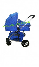 Carucior nou nascut 2 in 1 Baby Care YK 18 Albastru inchis foto