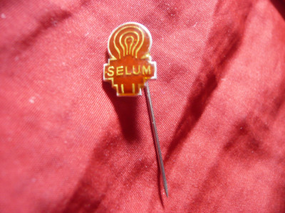 INSIGNA -SELUM -Steaua Electrica S.A. Fieni -prod. becuri ,metal si email ,h=1,5 foto