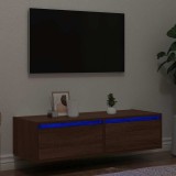 Comodă TV cu lumini LED, stejar maro, 100X35,5x25 cm
