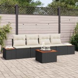 Cumpara ieftin Set de canapele pentru grădină cu pernă 5 pcs Negru Rattan poli