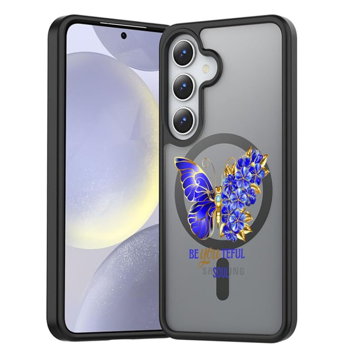 Hus&Auml; magsafe anti&Egrave;oc pentru samsung galaxy s25 &acirc; design butterfly quote, protec&Egrave;ie 360&Acirc;&deg;, youteful, negru mat