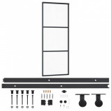 Ușă glisantă cu set feronerie, 76x205 cm, sticlă ESG/aluminiu