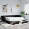 VidaXL Pat de zi cu extensie și sertare negru 90x200cm piele ecologică