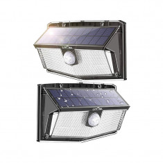 Set 2 lampi solare Litom, 16 x 10 x 5 cm, 2200 mAh, maxim 200 m, 300 x LED, IP67, senzor miscare foto