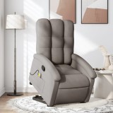 VidaXL Fotoliu rabatabil de masaj cu ridicare, gri taupe, textil