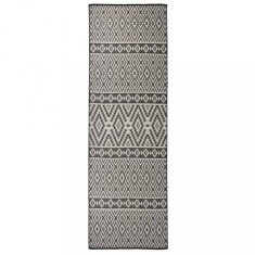 vidaXL Covor de exterior, dungi negre, 80x250 cm, țesătură plată