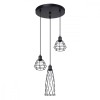 Lampă Suspendată Suba Negru Oțel 3 Becuri Coș Geometric Industrial De Interior