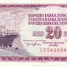 M1 - Bancnota foarte veche - Fosta Iugoslavia - 20 dinarI - 1974