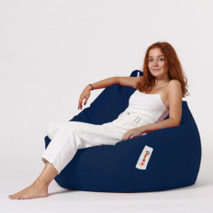 Fotoliu puf, Bean Bag, Ferndale Premium XXL, 115 x 130 cm, poliester impermeabil, albastru inchis