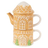 Cumpara ieftin Set ceainic cana Craciun ceramica multicolora 19x12x23 cm / 550 ml / 450 ml