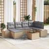 VidaXL Set de canapele pentru grădină 7 pcs bej și gri deschis 3356649