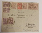 Romania 1927 - Scrisoare CONSTANTA-LORRACH,stamp.fluviala CONSTANTA-ALEXANDRIA,ruta hibrida apa/uscat