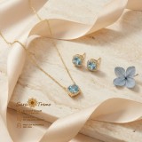 Set Safir Delicat , cercei E i colier cu zirconia, placate cu aur 14K