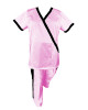 Costum Medical Pe Stil, Roz cu Elastan cu Garnitură neagra si pantaloni cu dungă neagra, Model Marinela - L, 3XL