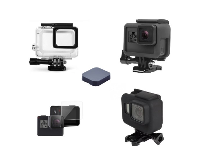 Set 5 accesorii pt Gopro Hero 5 6 7, Carcasa , Rama , Husa , Folie , Capac