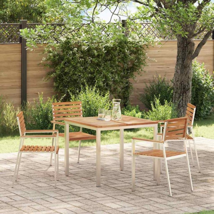 vidaXL Scaun pentru Grădină 4 pcs Maro Lemn masiv de tec 42006200