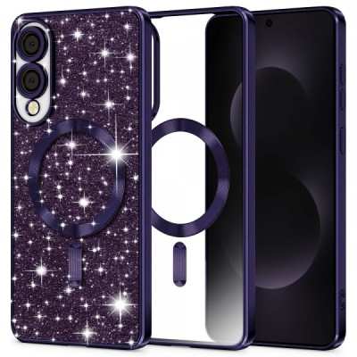 Husa MagSafe pentru Samsung Galaxy S25 Edge S937, Techsuit, Luxury Glitter, Mov Inchis foto