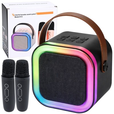 Set karaoke cu difuzor, 2 microfoane, lumini LED, Lean 25223 foto