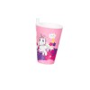 Pahar cu pai pentru copii, Unicorn, Roz, gradinita, Roz, 400ml, ATU-088464, Oem