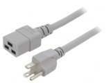 Cablu Alimentare IEC C19 la NEMA 5-15 2m Gri 15A