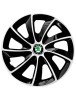 Set 4 Capace Roti Autohelix MSA&reg; potrivite jantelor de 14 inch, pentru Skoda, model Stig Extra Black &amp; White