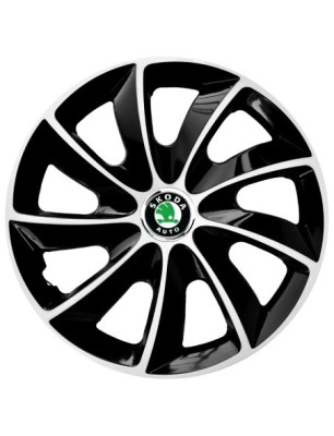 Set 4 Capace Roti Autohelix MSA&amp;reg; potrivite jantelor de 14 inch, pentru Skoda, model Stig Extra Black &amp;amp; White foto