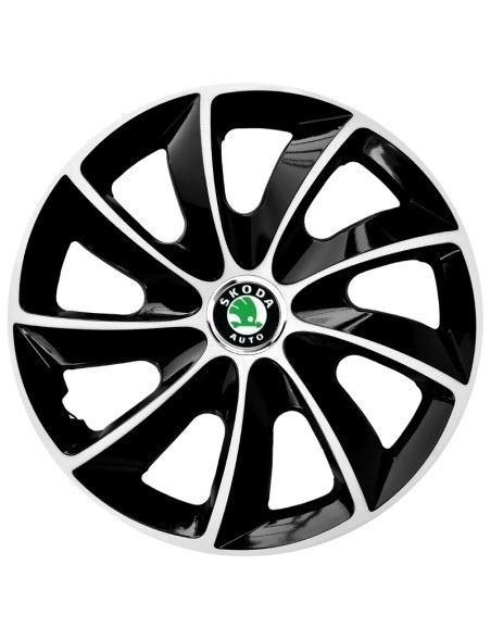Set 4 Capace Roti Autohelix MSA&reg; potrivite jantelor de 14 inch, pentru Skoda, model Stig Extra Black &amp; White