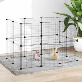 vidaXL Cușcă animale de companie cu ușă 20 panouri negru 35x35 cm oțel 3114037