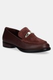 Ecco mocasini de piele Sculpted femei, culoarea bordo, cu toc plat, 222343-52350