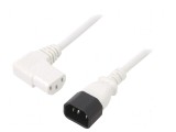 Cablu IEC C13 mamă 90&deg; - IEC C14 tată, 5m, 10A, alb, 3x1mm&sup2;