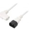 Cablu IEC C13 mamă 90&deg; - IEC C14 tată, 5m, 10A, alb, 3x1mm&sup2;