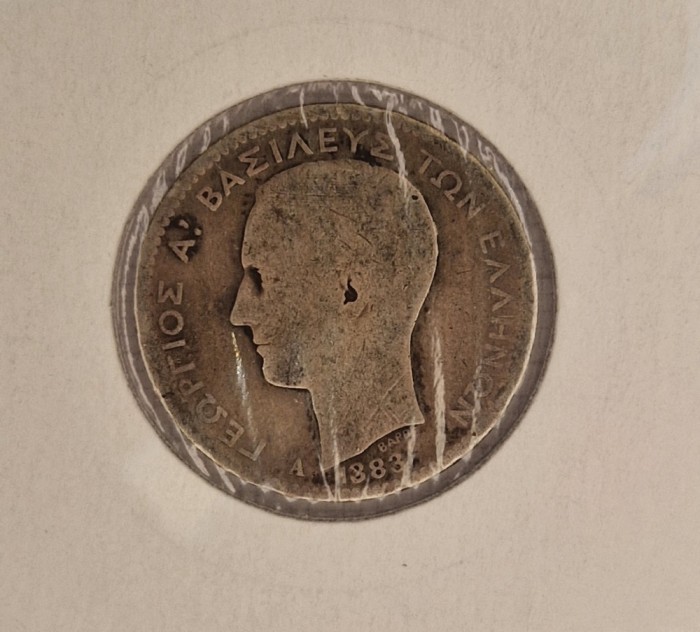 Greece, Grecia, 1 drahma 1883, argint, KM#38