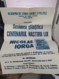 Afiș Centenarul Nașterii lui Nicolae Iorga T&acirc;rgu Mureș D. Sm&acirc;nt&acirc;nescu 1971 056
