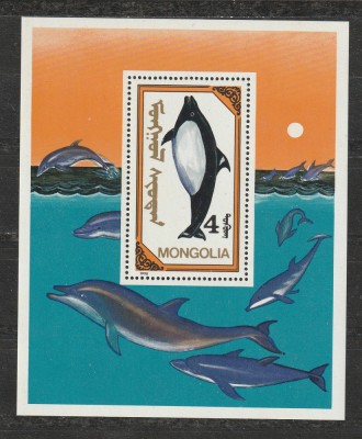 Mongolia 1990 - #541 Animale Marine Mari - S/S 1v MNH foto