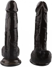 Dildo Penis 15/3.2cm Realistic Ventuza Balls Natural Shape Black Dong foto