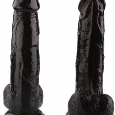 Dildo Penis 17/3.5cm Realistic Ventuza Balls Natural Shape Black Dong