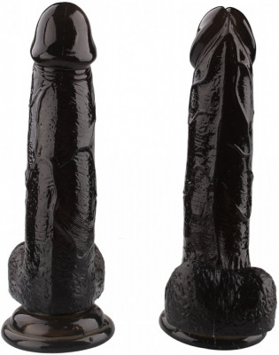 Dildo Penis 17/3.5cm Realistic Ventuza Balls Natural Shape Black Dong foto