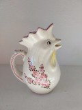 Vaza ceramica veche vintage in forma de cocos, decorata cu flori pictate