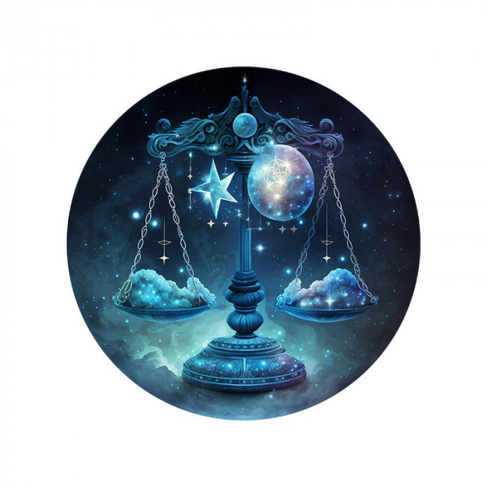 Sticker decorativ Zodiac Balanta, Albastru, 55 cm, 5993ST