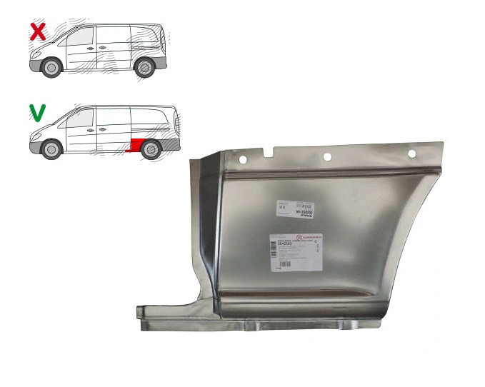 Segment aripa spate MERCEDES VITO/ VIANO (W639), 01.2003-10.2010, partea Stanga, KLOKKERHOLM, inferior,spre fata, usa culisanta, extra lung