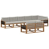 vidaXL Set de canapele de exterior 8 pcs Natural și Gri deschis 3382664