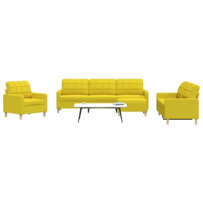 vidaXL Set canapele cu taburet, 4 piese, galben deschis, textil 3278300 foto