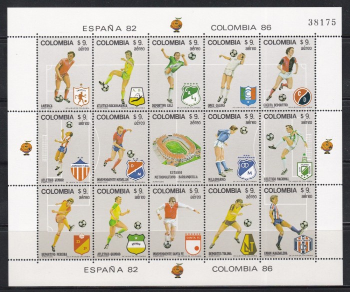 Columbia 1982 - Cupa Mondială de fotbal - Spania, MC, MNH