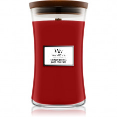 Woodwick Crimson Berries lumânare parfumată cu fitil din lemn 610 g