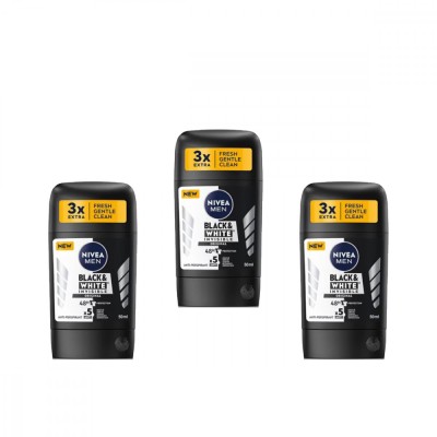 Set 3 x Deodorant Stick pentru Barbati, Nivea Black&amp;amp;White Power, 50 ml foto