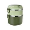 Caserola din otel inoxidabil, cu 2 compartimente pentru separarea mancarii, capacitate totala 1, 4L, verde