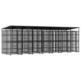 Cumpara ieftin Padoc pentru caini de exterior cu acoperis, 12,9 m&sup2;, otel