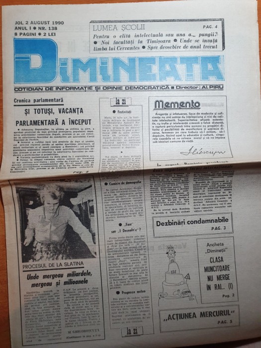 ziarul dimineata 2 august 1990