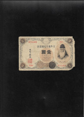 Japonia 1 yen 1916 Nippon Ginko seria575102 uzata foto