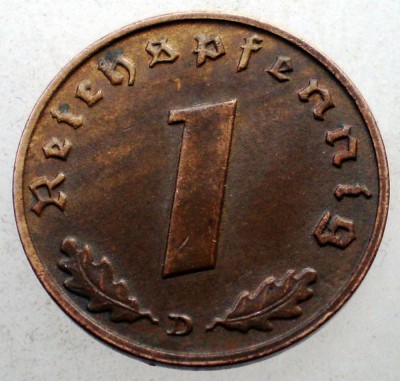 2.529 GERMANIA WWII 1 REICHSPFENNIG 1939 D foto